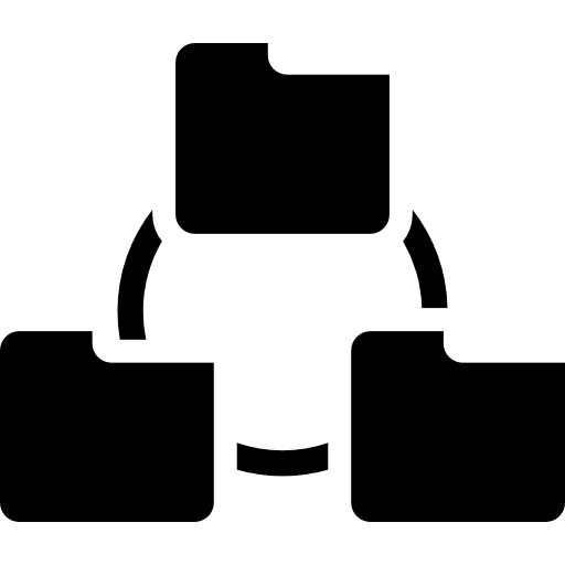Interlinked folder interface connected networking icon