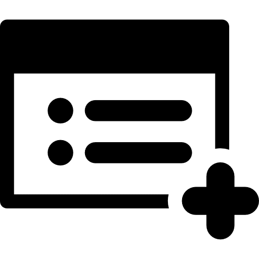 Add web page addition window plus sign icon
