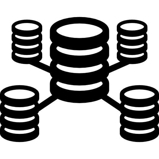 Database interlinked technology data storage networking icon