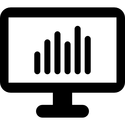 Statistics on a screen monitor tv bars graphic icon