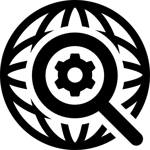 Global search settings gear interface earth globe icon