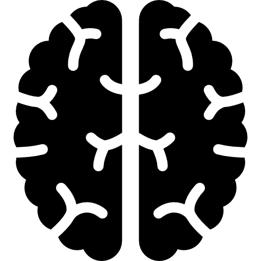 Brain cenit view body organ human intelligence icon