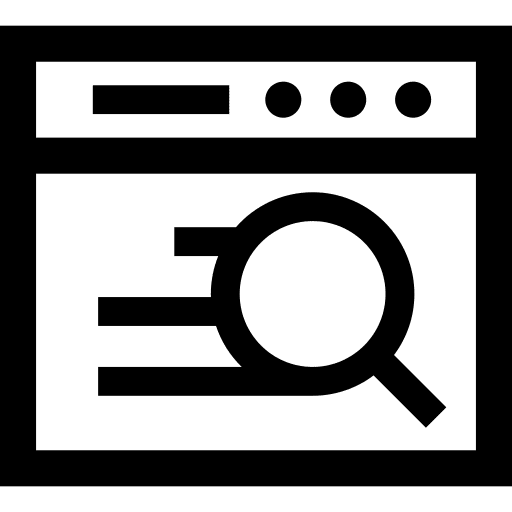 Computer webpage internet magnifying glass icon