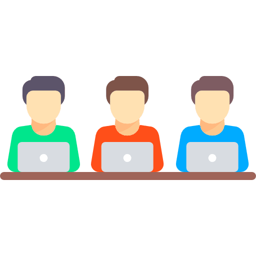 Employees laptop computer people icon