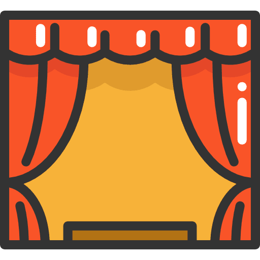 Stage theatre buildings curtains icon