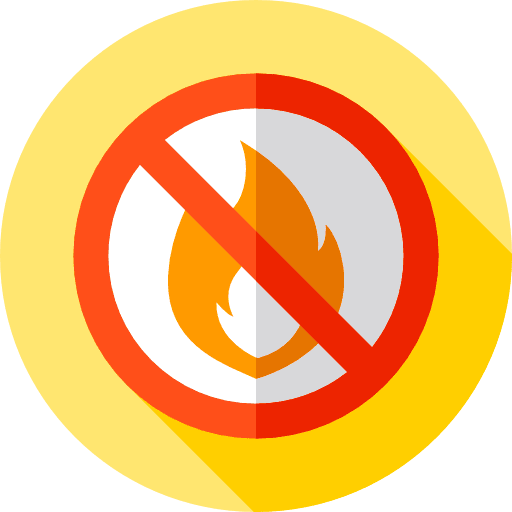 No fire flames fireplace sign icon
