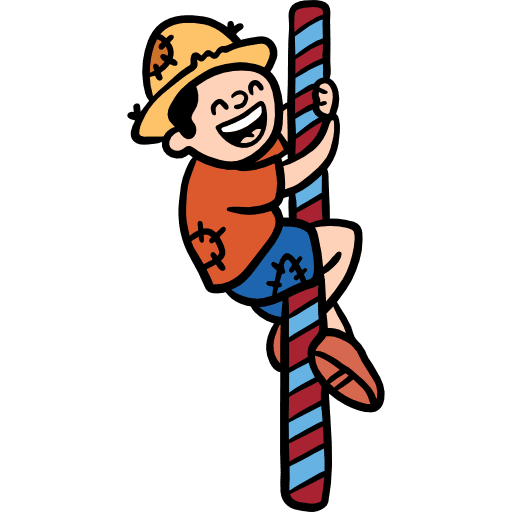 Pole climbing rope boy icon