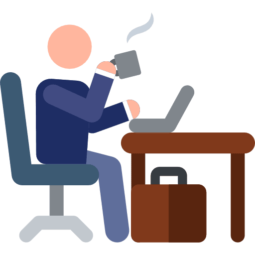 Workplace businessman worksite desk icon