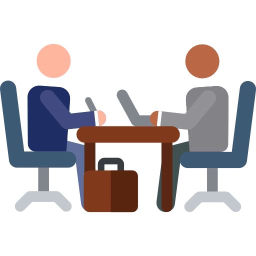 Meeting people businessmen one on one icon