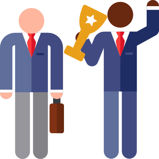 Businessmen businessmen trophy pictograms icon