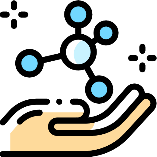 Biology chemistry hands and gestures science icon