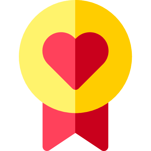 Badge winner love and romance recognition icon