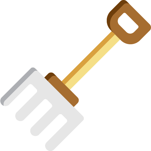 Pitchfork rake farming and gardening leaves icon