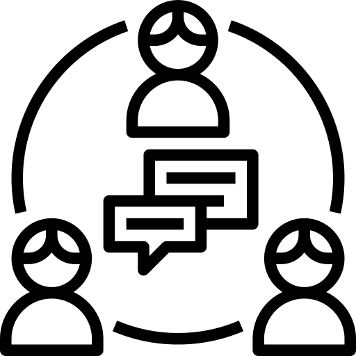 Business and finance focus group people speech bubble icon