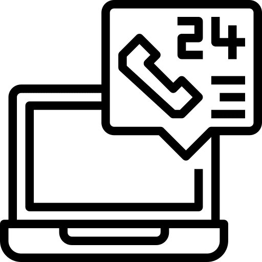 24 hours communications laptop computer icon