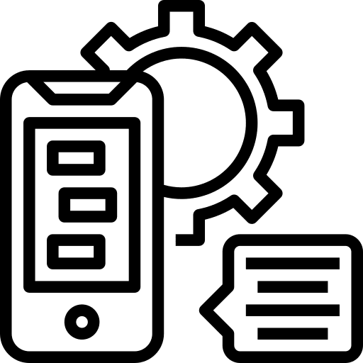 Cellphone cogwheel gear electronics icon