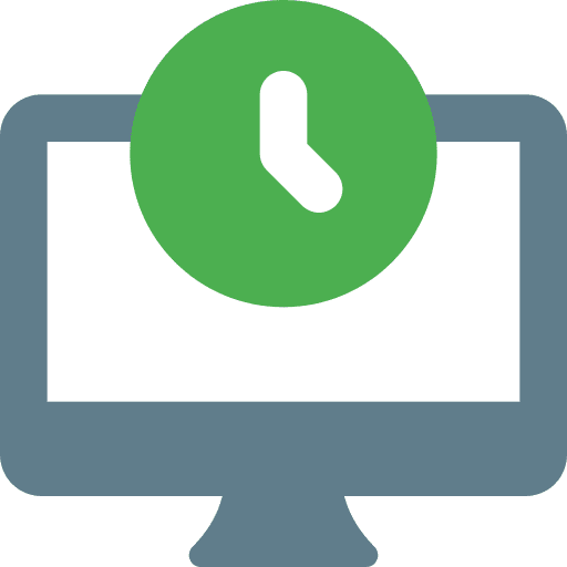 Desktop monitor time and date clock icon