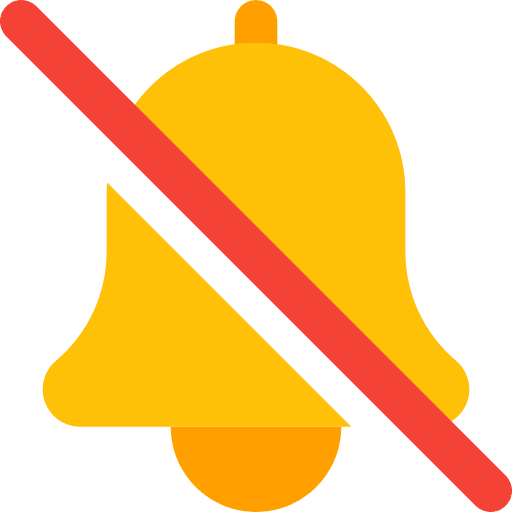 Bell tools and utensils alarm disabled icon