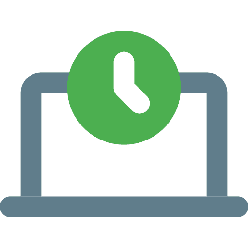 Laptop computer time and date clock icon