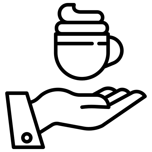Cafe food and restaurant coffee shop hand icon