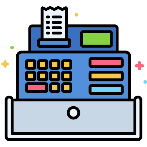 Cash register payment tools and utensils purchase icon
