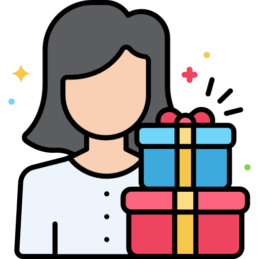 Woman commerce and shopping gifts buyer icon
