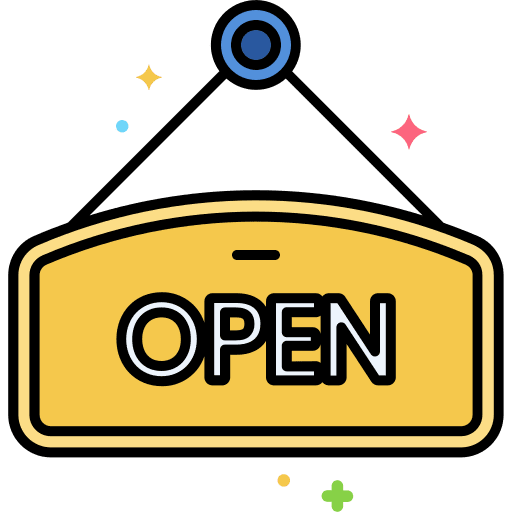 Open sign shapes and symbols commerce and shopping retail icon