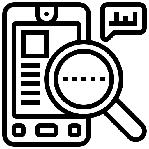 Analysis research result loupe icon