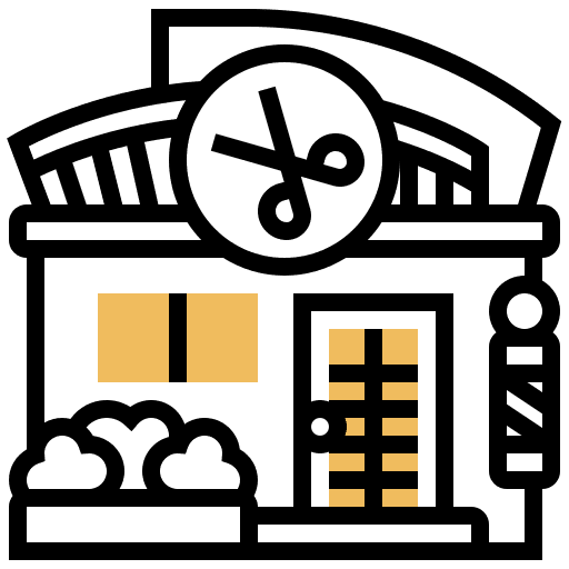 Barber shop building hairdresser hair salon icon