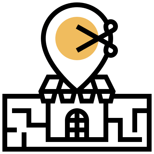 Barber shop shop maps and location commerce icon