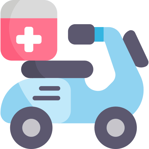 Delivery treatment pharmacy scooter icon