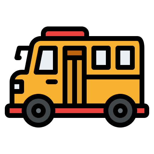 School bus transportation vehicle transport icon