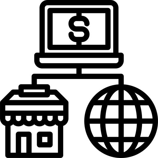 Online shopping commerce and shopping international online shopping icon