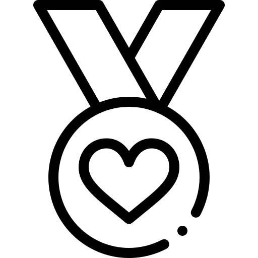 Medal love certification heart icon