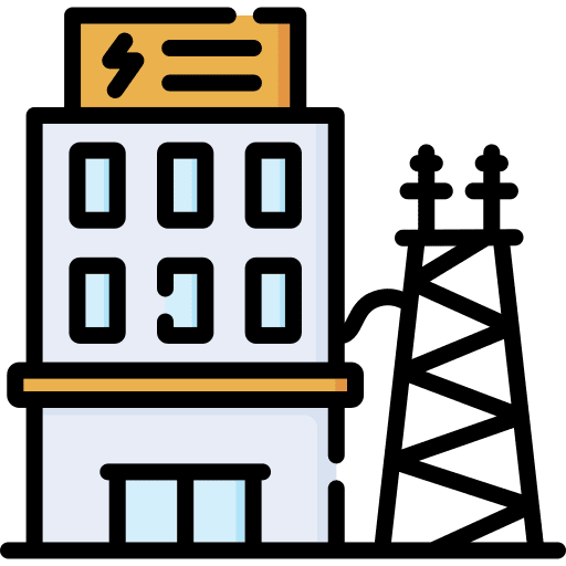Power plant industrial buildings electricity icon