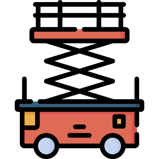 Scissor lift tools working equipment icon