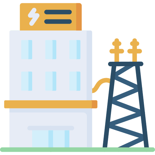 Power plant factory buildings industry icon