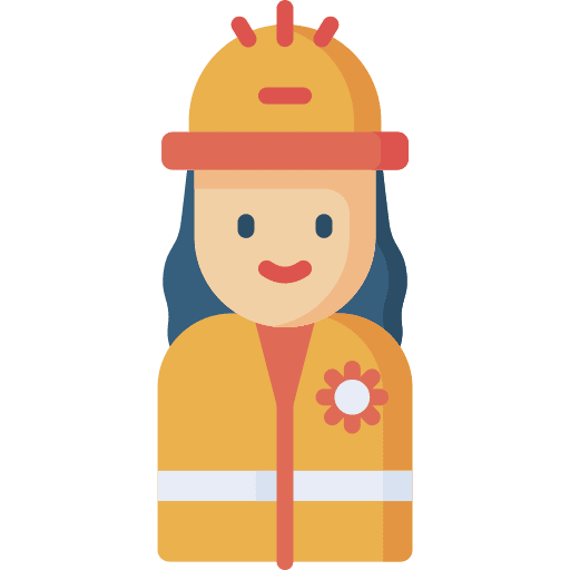 Construction worker engineering contractor woman icon