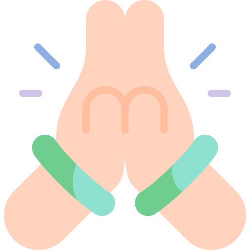 Namaste oriental hands and gestures cultures icon