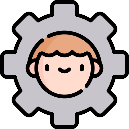 Management gear cogwheel people icon
