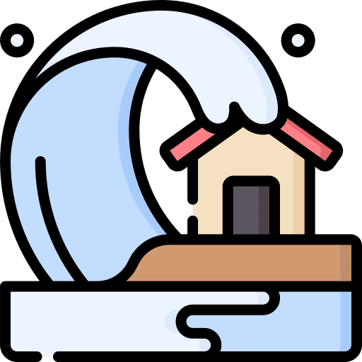 Tsunami house nature disaster icon