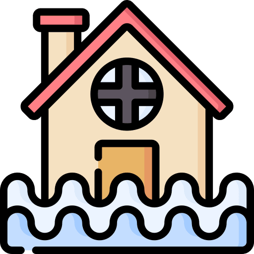 Flood disaster ecology and environment buildings icon