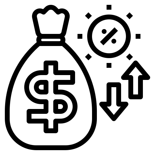 Interest rate crisis management bag interest rate icon