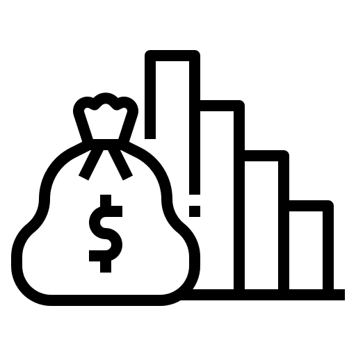 Reduction graph chart money icon