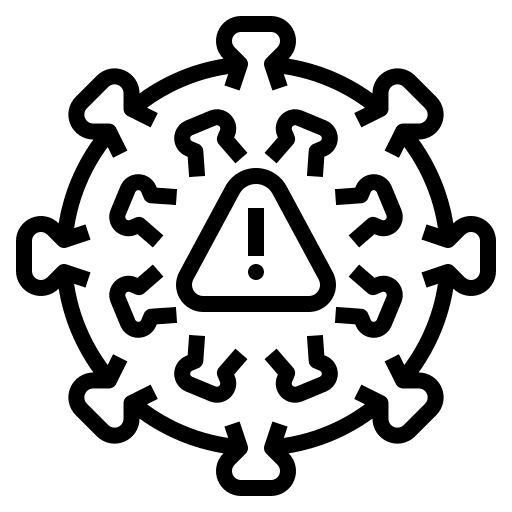 Virus risk pandemic warning sign icon
