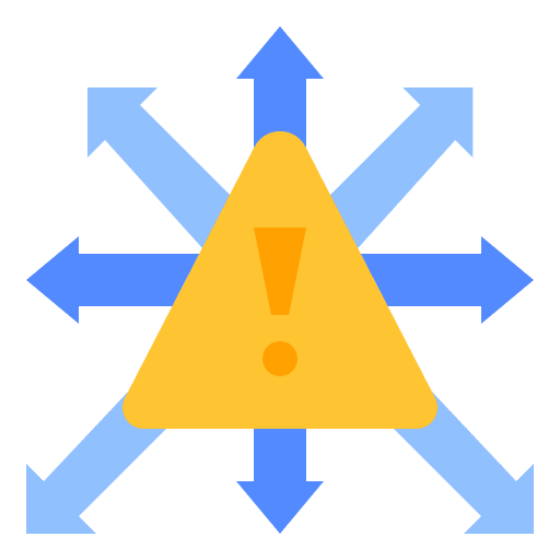 Diversification warning sign business and finance crisis management icon