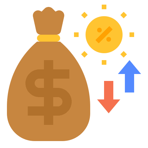 Interest rate business money bag icon