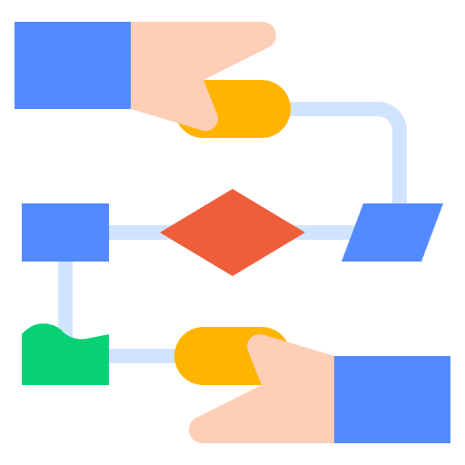 Flowchart planning crisis management strategy icon