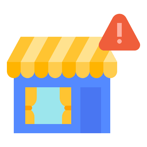 Market shopping business warning sign icon