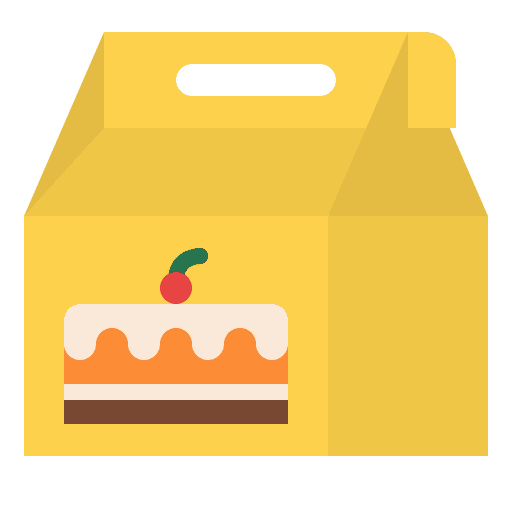 Cake box food and restaurant cake box icon